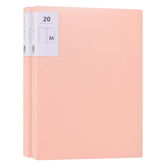 2 Pack A4 Sheet Protector Binder 40 Page Clear Folder for Certificates Posters-Pink