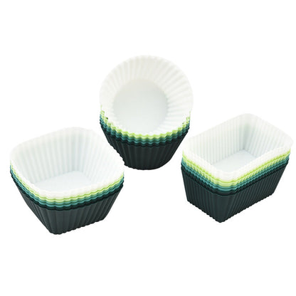 24-Pack Silicone Cupcake Baking Cups ââ‚?Mixed Colors & 3 Shapes