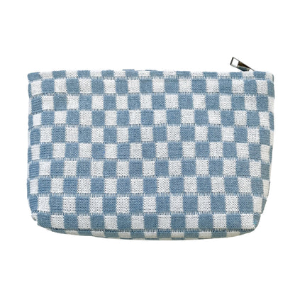 2Pcs Checkered Makeup Bags Travel Toiletry Bag Organizer Makeup Storage Bags Blue