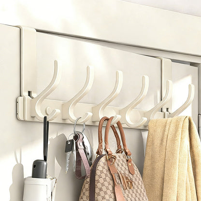 Over The Door Hooks Sturdy Door Hanger with 6 Hooks for Bathroom Bedroom-White