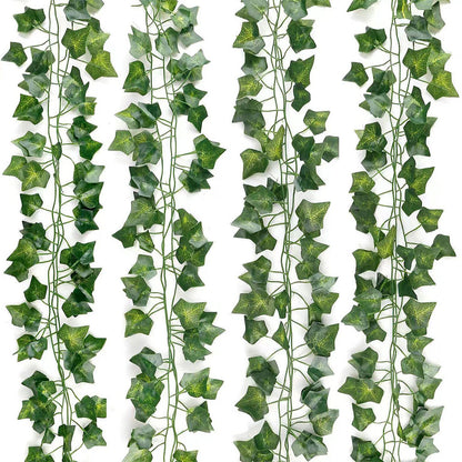 2Pcs 12 X 2M Artificial Ivy Vine Garland Fake Foliage Hanging Leaf Plant for Home Garden Party