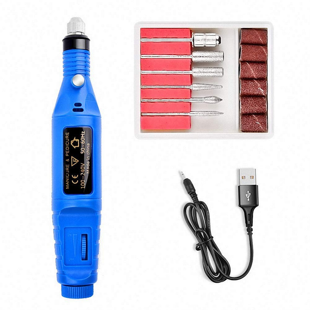 Electric Nail Drill Kit for Gel Nails Manicure Pedicure Polishing-Blue
