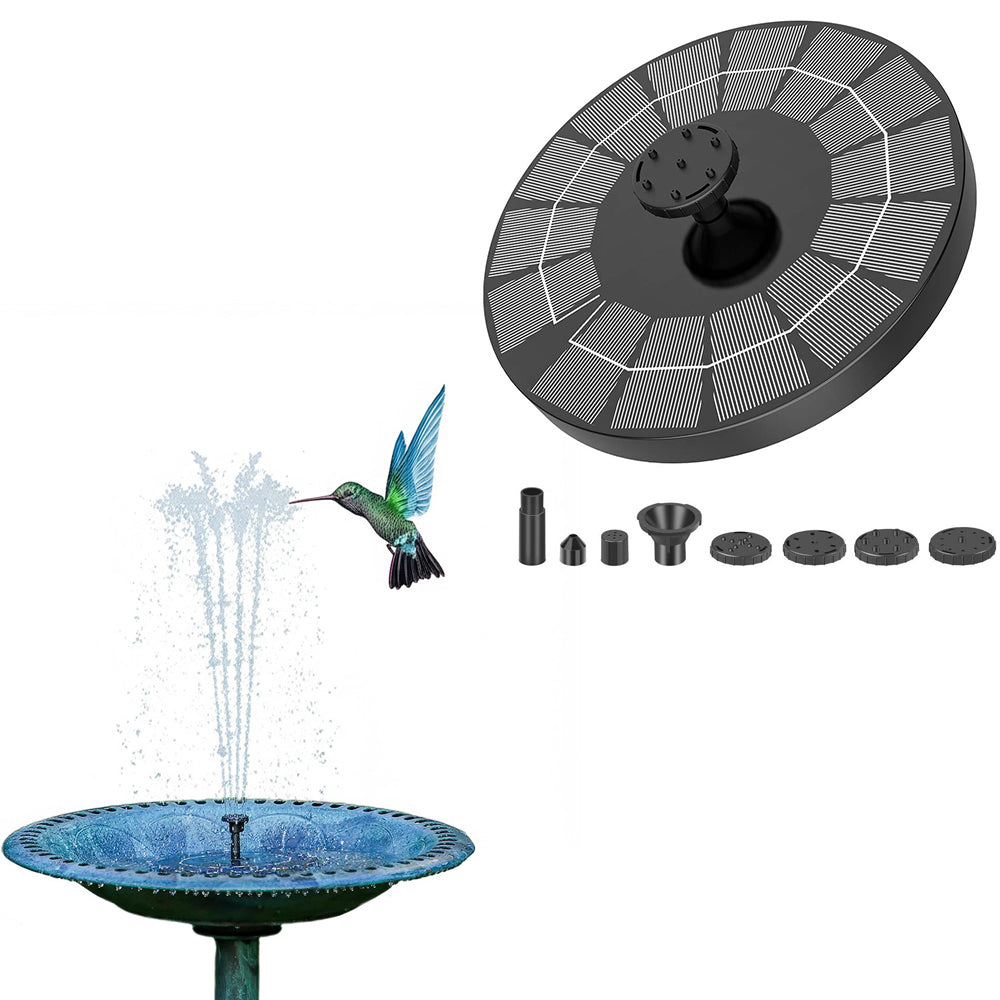 Solar Water Fountain Pump 2.5W with 6 Spray Nozzles for Bird Baths Ponds and Gardens