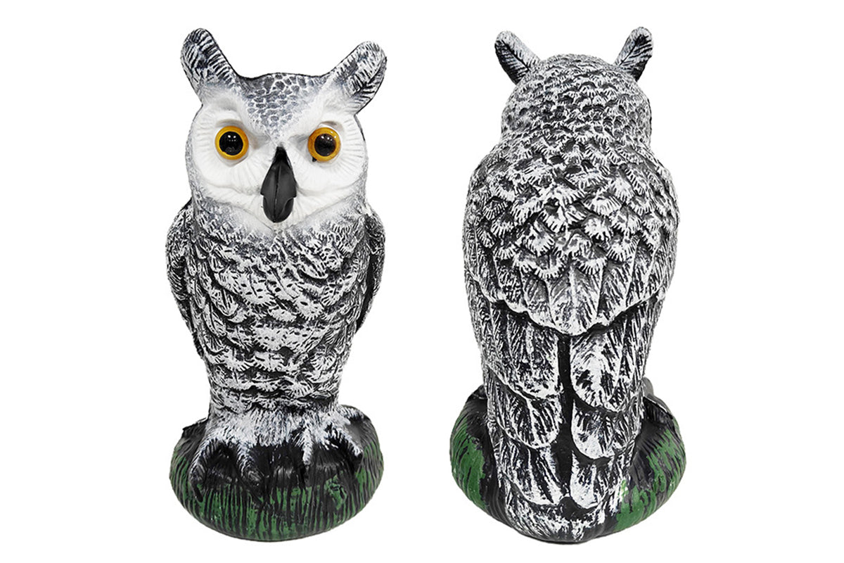 Large Fake Owl Decoy to Scare Birds Away Garden Bird Deterrents for Outside -White