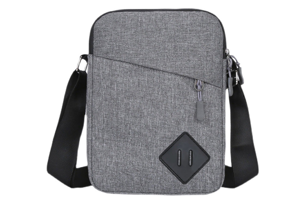 Men's Oxford Crossbody Shoulder Bag with Adjustable Strap and Multi-Pocket Messenger Design-Grey