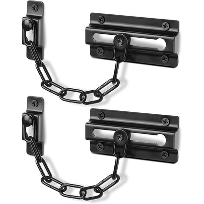 2 Pack Door Security Chain Lock Strong Door Chain Lock with 12 Screws for Wood Door-Black