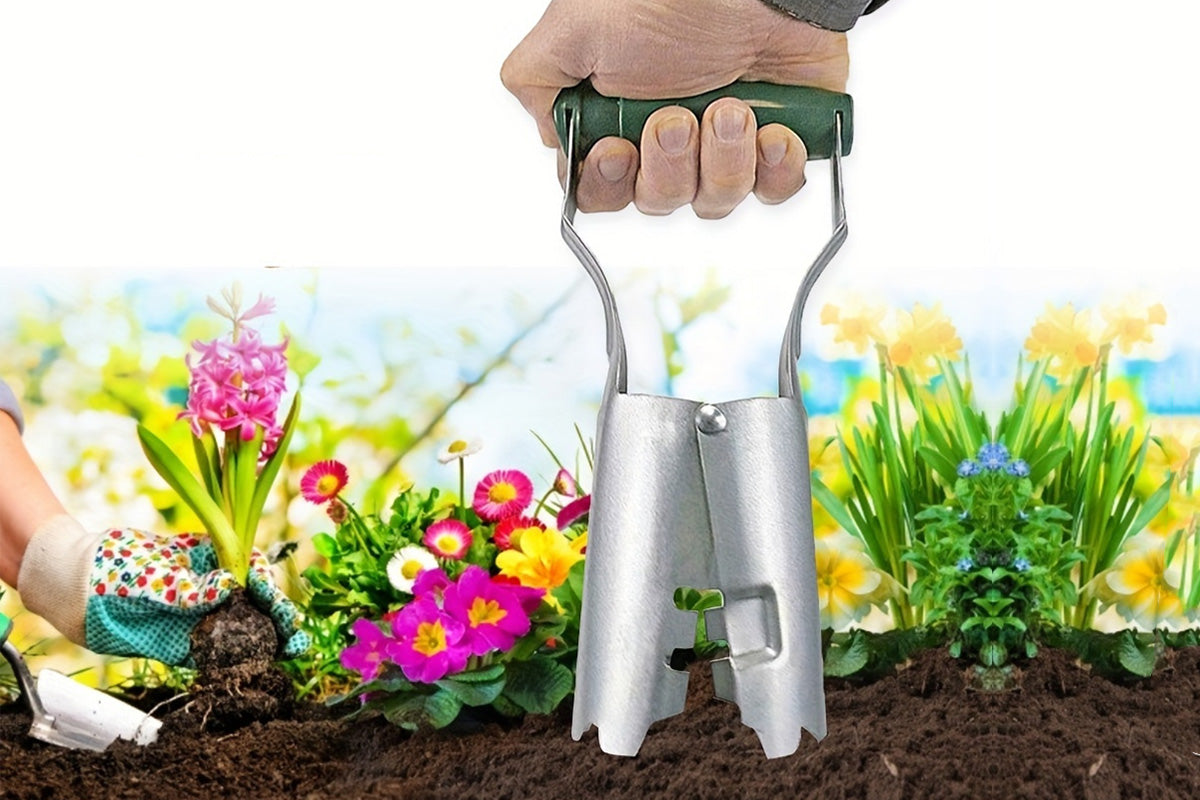 Garden Bulb Planter Tool with Depth Markers for Transplanting and Seedling Removal