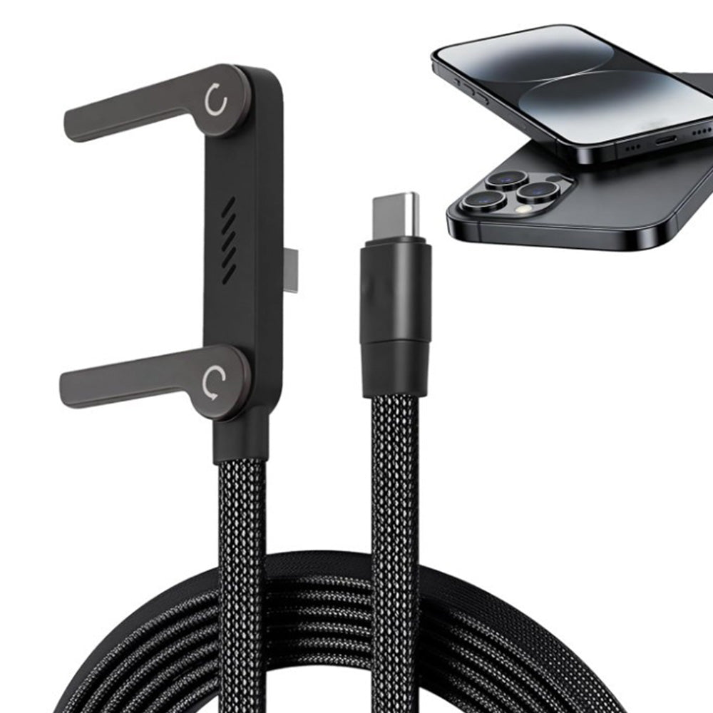 2-in-1 Angled Fast Charging Data Cable with Phone Stand for Gaming and Travel