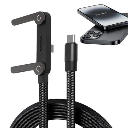 2-in-1 Angled Fast Charging Data Cable with Phone Stand for Gaming and Travel