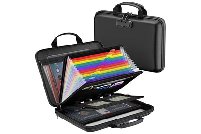 Hard Case Fire Resistant File Organiser with Lock an Accordion File Folder