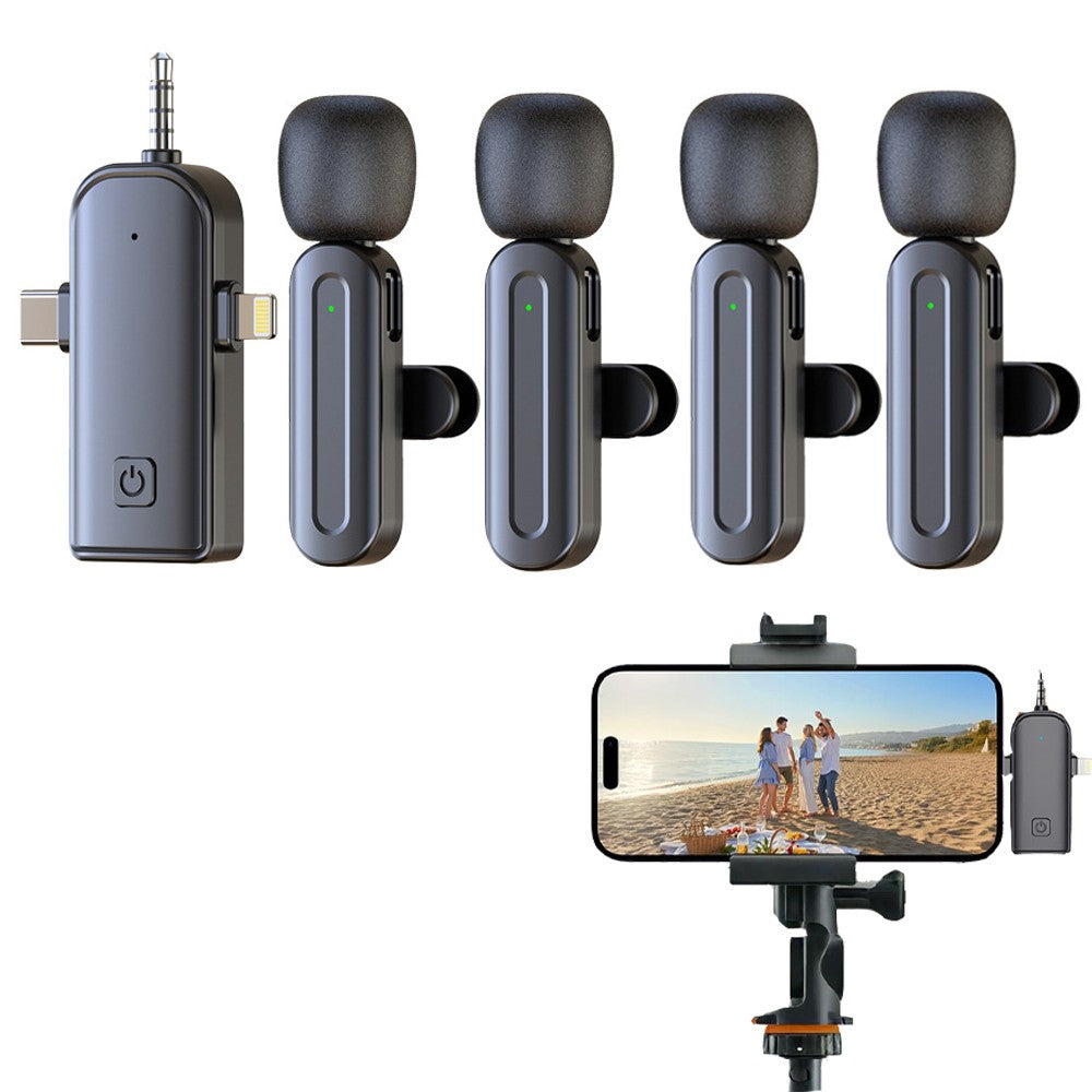 4Pcs Wireless Mini Microphone Lavalier Microphone for iPhone iPad Video Recording