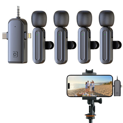 4Pcs Wireless Mini Microphone Lavalier Microphone for iPhone iPad Video Recording
