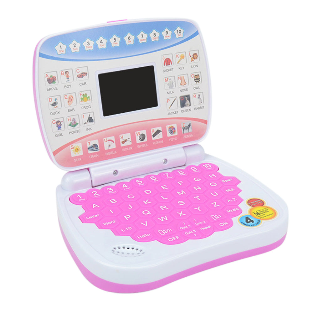 Pretend Laptop Toy with Music for Bilingual Learning - Pink