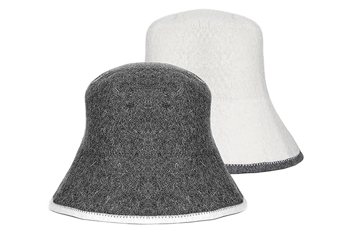 2 Pieces Wool Blend Sauna Hat Set
