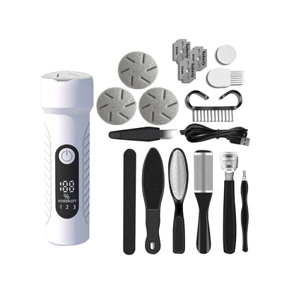 Electronic Foot File Grinder Set Electric Callus Remover Foot Pedicure Tool White