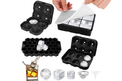 4Pcs Large Ice Diamond Maker Ice Cube Tray Skull Ice Cube Cocktails Molds