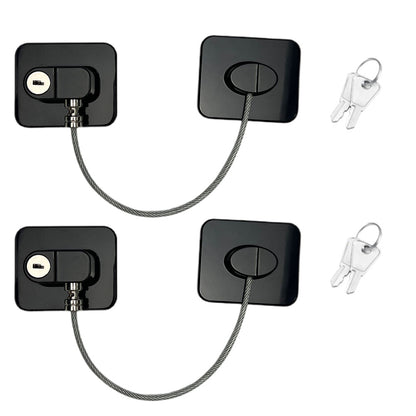 2 Pack Fridge Lock with Keys-Black