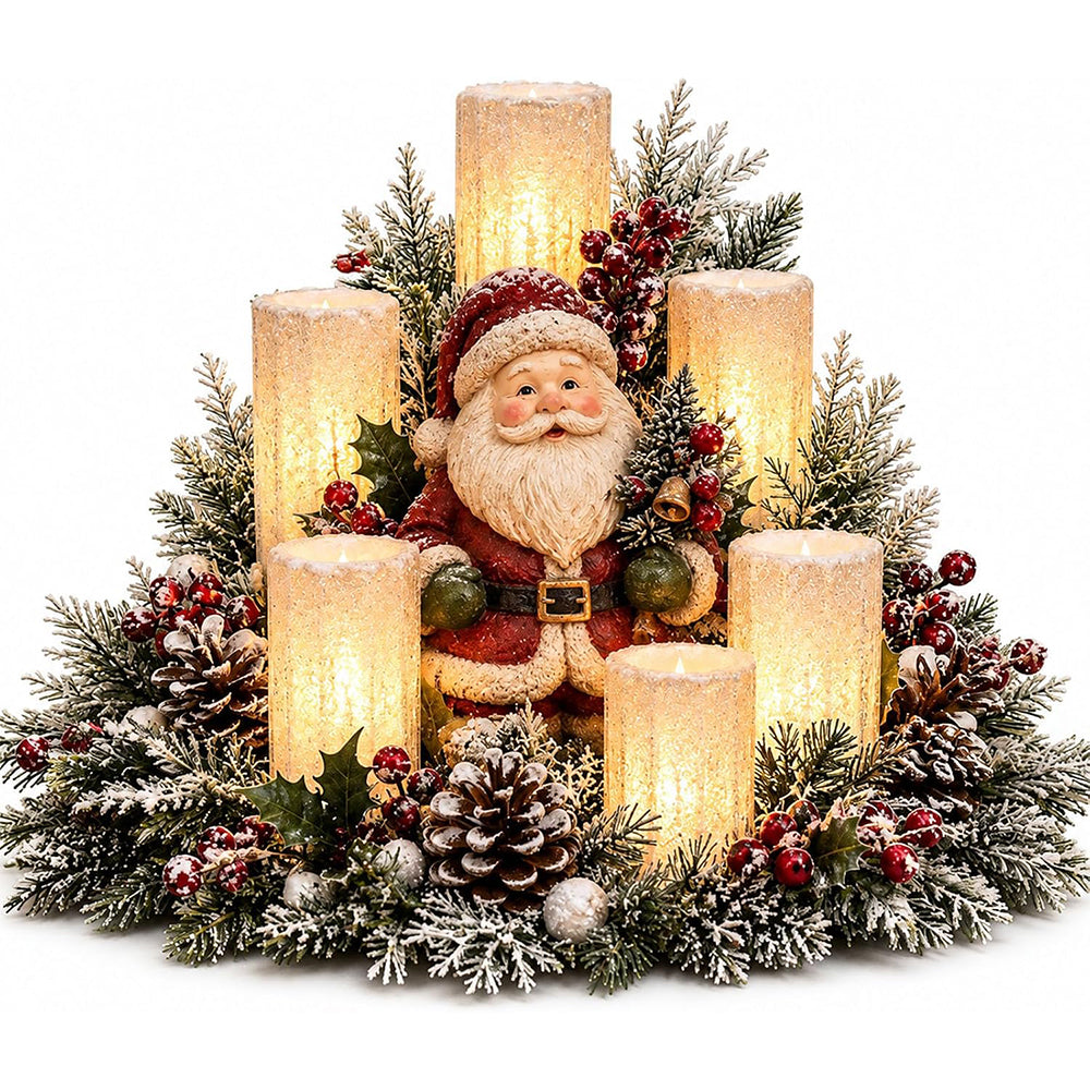 Christmas Decoration Candle Light Resin Christmas Table Centerpieces - Santa