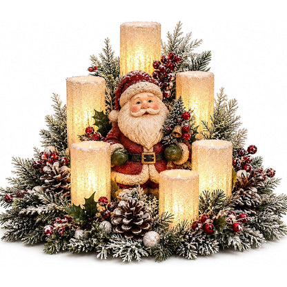 Christmas Decoration Candle Light Resin Christmas Table Centerpieces - Santa