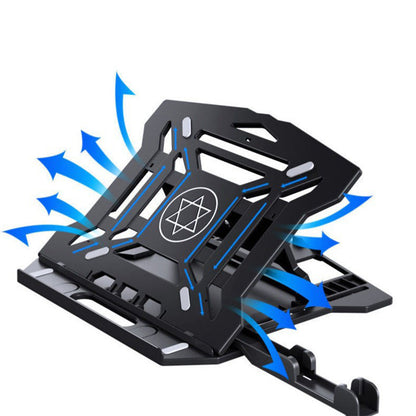 2 in 1 Adjustable Laptop Stand with Phone Holder Foldable Cooling Computer Stand Black