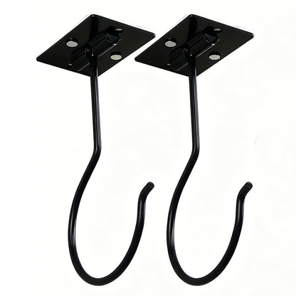 Self Adhesive Foldable Banana Hook for Under Cabinet Metal Holder for Kitchen-Black