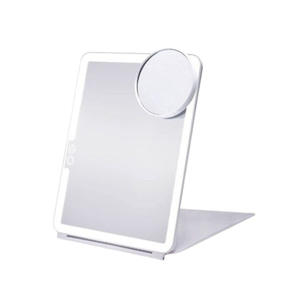 Dimming Folding Lighted Makeup Mirror Rechargeable Vanity Mirror with 10X Magnifying Mirror Whtie