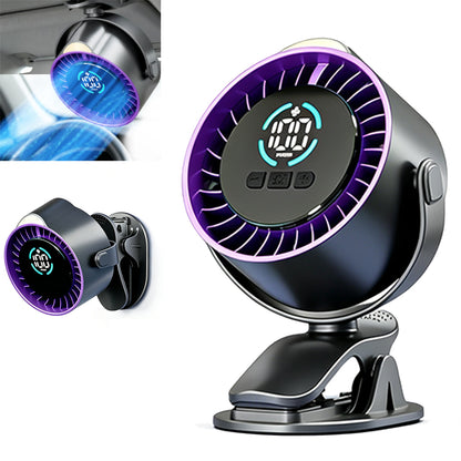 100 Level Digital Clip Fan 720 Degree Airflow Portable Car Fan - Grey