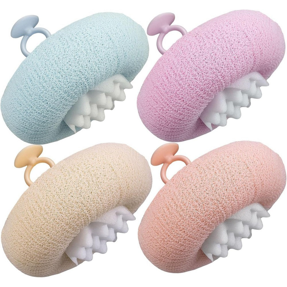 4Pcs Soft Sunflower Suction Cup Bath Ball Exfoliating Bath Sponge Cleaning Brush