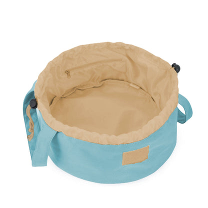 Travel Barrel Drawstring Makeup Bag Cosmetic Bag Toiletry Organizer Blue