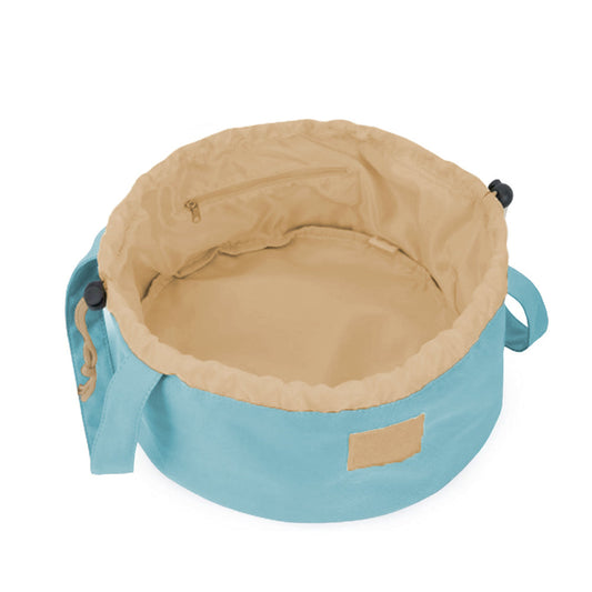 Travel Barrel Drawstring Makeup Bag Cosmetic Bag Toiletry Organizer Blue