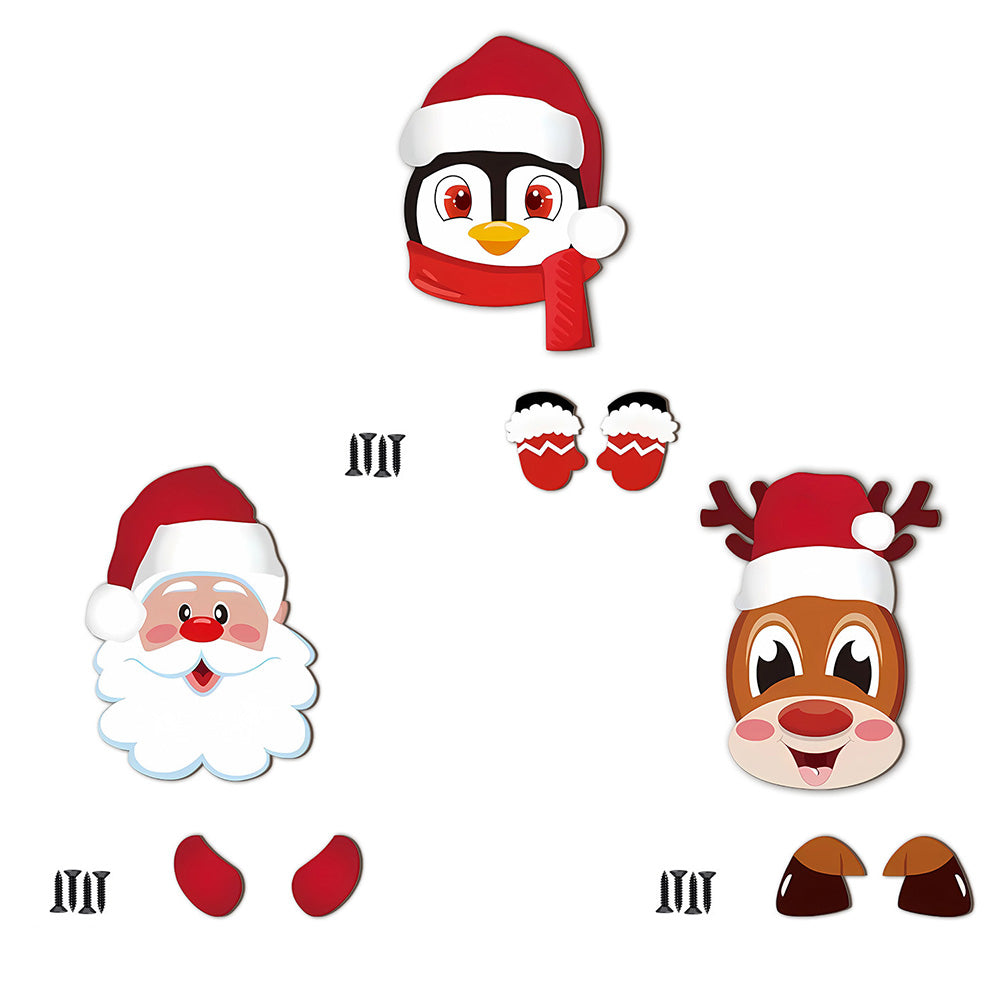 3Pcs Christmas Fence Peekaboo Decorations Xmas Yard Fence Ornament Set
