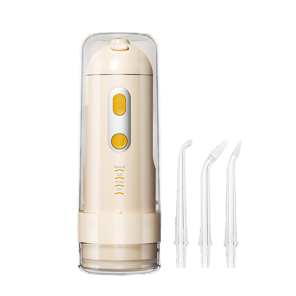 Electric Water Flosser Cordless Oral Irrigator with Removable Water Tank for Home Travel Yellow