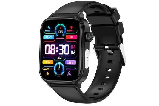 Smart Watch 1.96-Inch ECG Fitness Tracker with Heart Rate Blood Oxygen Blood Glucose Uric Acid and Blood Lipid 100 Sports Modes Activity Tracker-Black