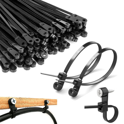 300Pcs Set 150x4mm Screw Hole Zip Ties Self Locking Cable Tie