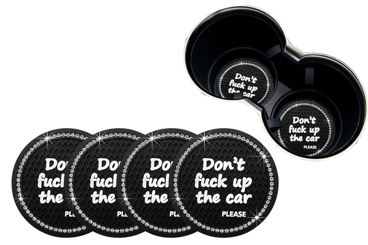 4Pcs Bling Cup Holder Coasters Auto Cup Holder Inserts Anti-Slip for Women Girls -Black