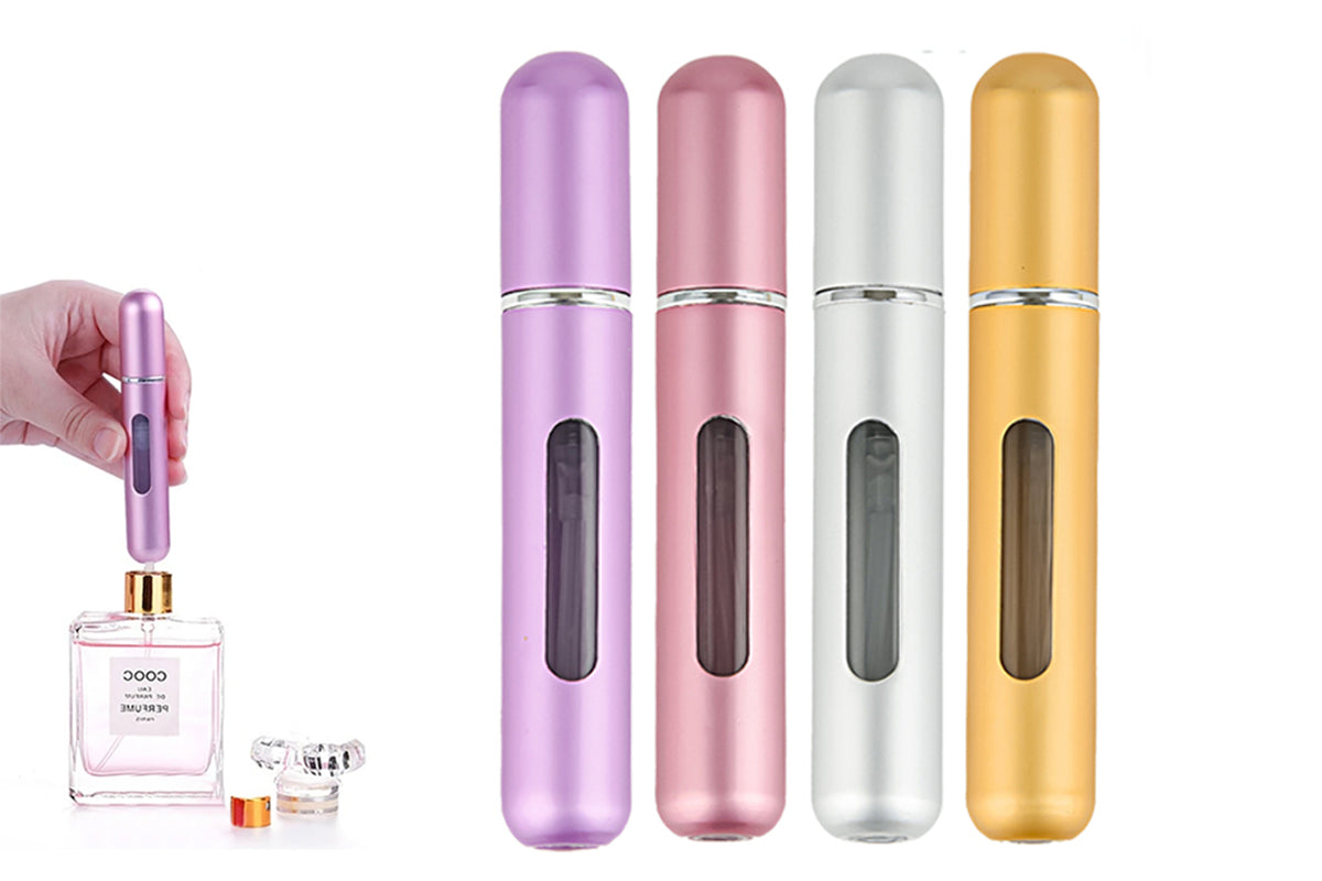 4pcs Mini Perfume Spray Pump 8ML Refillable Bottle Atomizer for Travel Outdoor-Each of Color