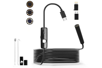 HD Endoscope Camera With 8 Adjustable LED Light Snake Borescope Inspection Camera