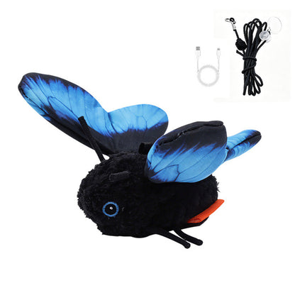 Electric Butterfly Cat Toy with Flapping Wings 3 Modes and Touch Activation - Blue
