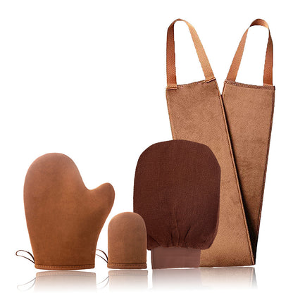 4 In 1 Double sided Self Tanning Mitt Applicator Kit Back Tanning Glove