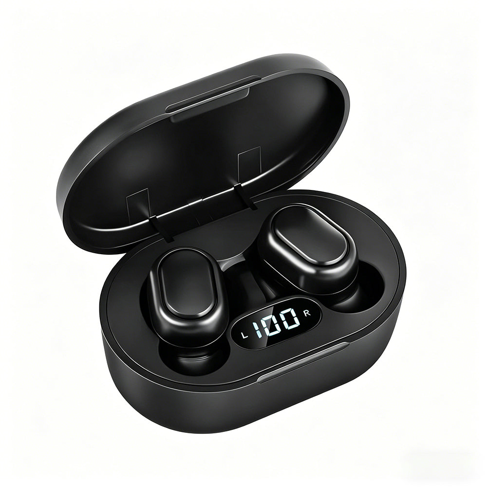 Bluetooth 5.1 Wireless Earbuds with LED Display IPX4 Waterproof Headphones-Black