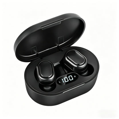 Bluetooth 5.1 Wireless Earbuds with LED Display IPX4 Waterproof Headphones-Black