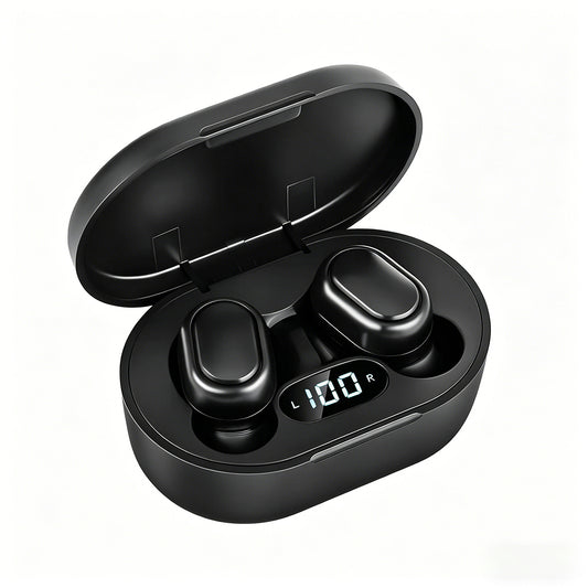 Bluetooth 5.1 Wireless Earbuds with LED Display IPX4 Waterproof Headphones-Black