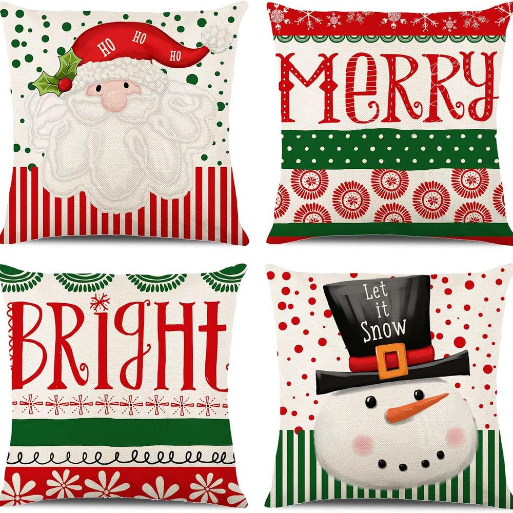 4Pcs Set Christmas Pillow Covers Merry Christmas Santa Claus Snowman Christmas Decor Home Sofa Couch Cushion Case