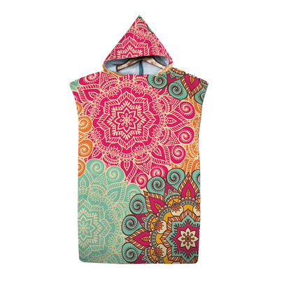 Mandala Beach Poncho Quick Dry Beach Towel Hooded Changing Robe Style 1
