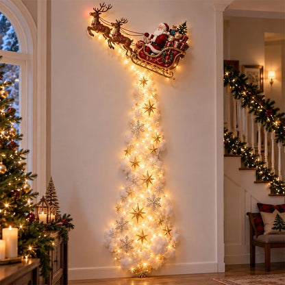 2D Acrylic Christmas Enchanted Path Wall Light  Warm White Wall Light - Santa