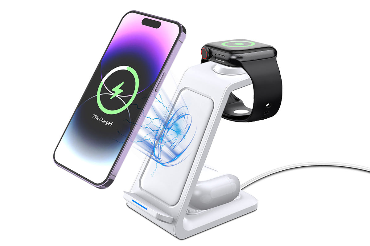 3 in 1 Wireless Charger Dock Charging Station - White