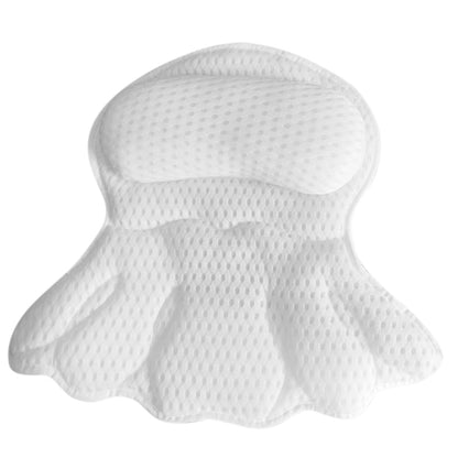 Bath Neck and Head Rest Pillow with Suction Cups-White