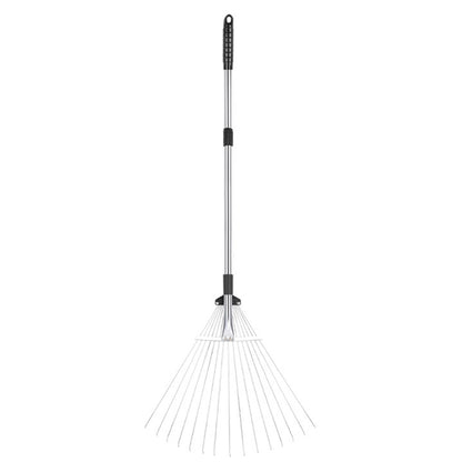 Adjustable Long Handle Metal Leaf Rake for Lawn Garden Yard Soil Loosening