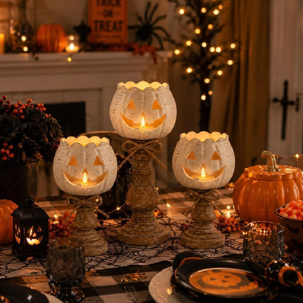 3 Pack Halloween Pumpkin Candle Holder Pumpkin Tealight Candle Holders