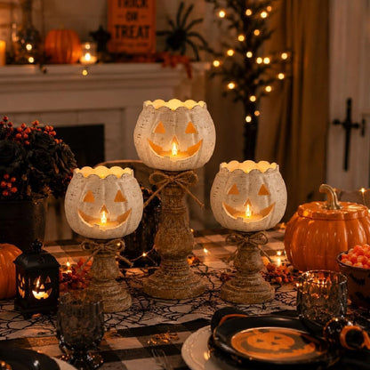 3 Pack Halloween Pumpkin Candle Holder Pumpkin Tealight Candle Holders